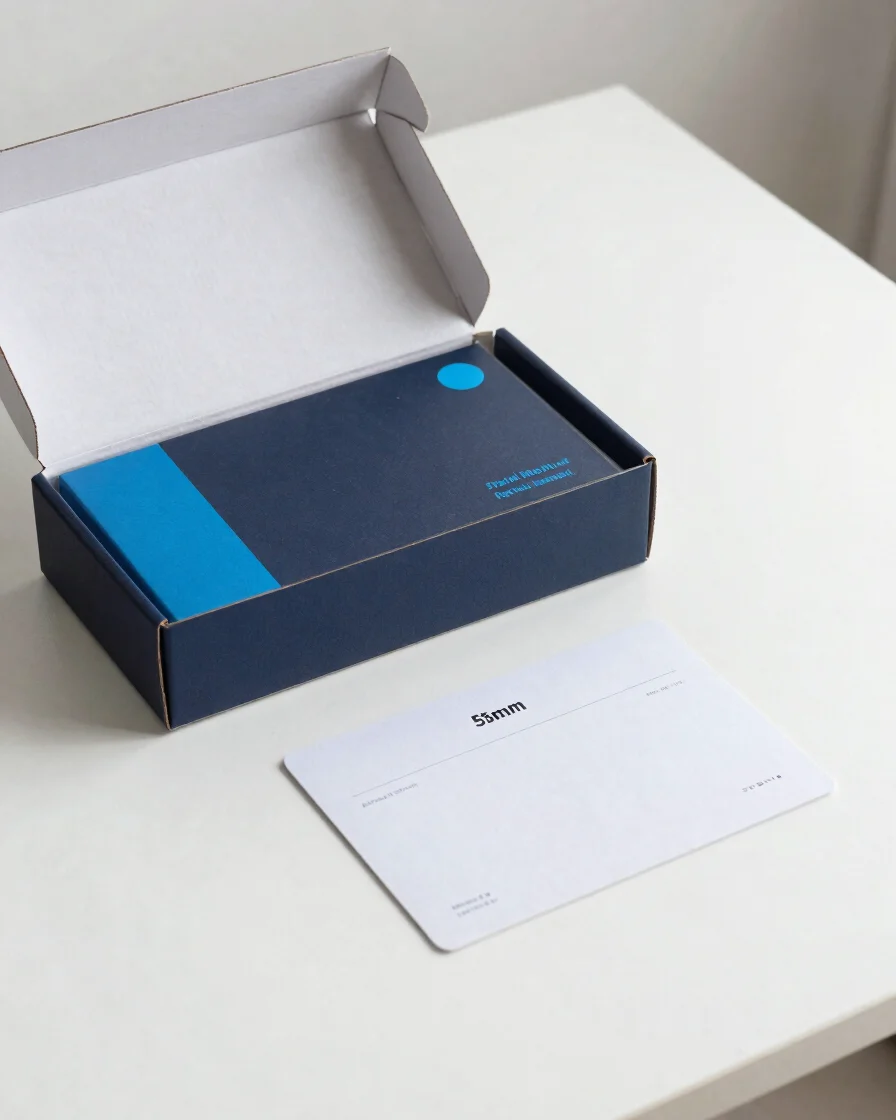 Editorial still life of an open product box and a neatly placed s