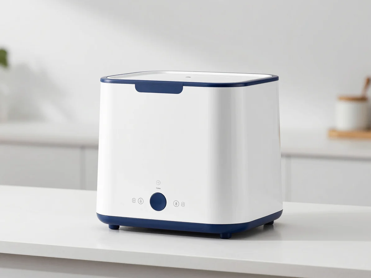 Clean white studio product photograph of a compact countertop kit